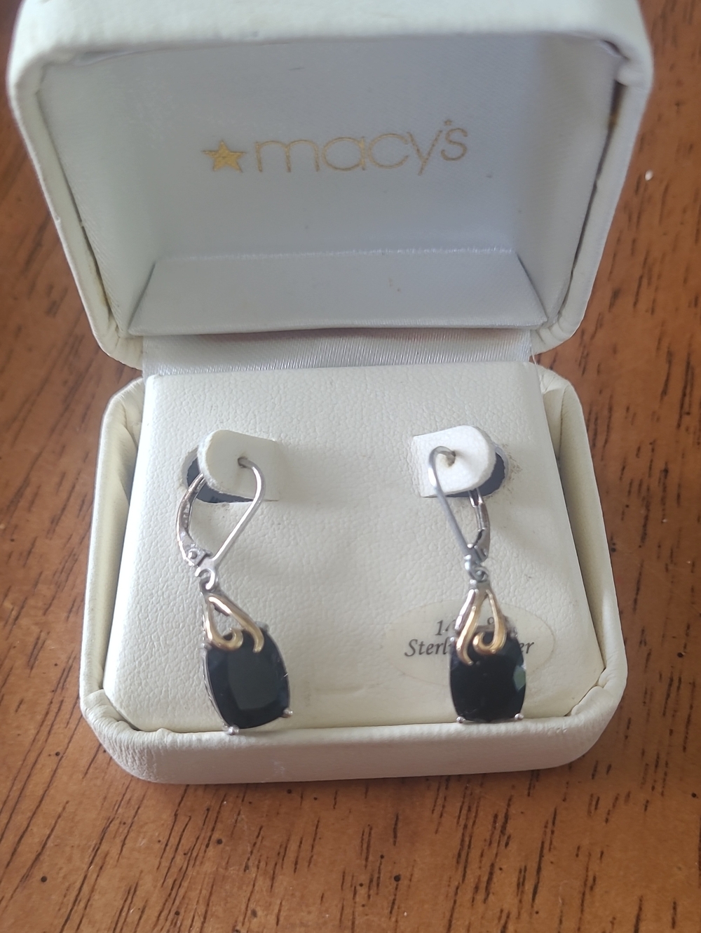 Macy's Sterling Silver Earrings with Onyx Stones